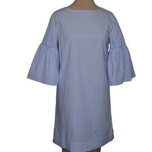 Hi CHAPS Striped 3/4  Bell Sleeves Shift Dress  Blue/White Size M